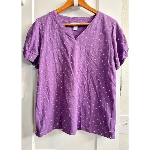 Liz Claiborne Womens M Purple PH Short Sleeved Top - Picture 1 of 6